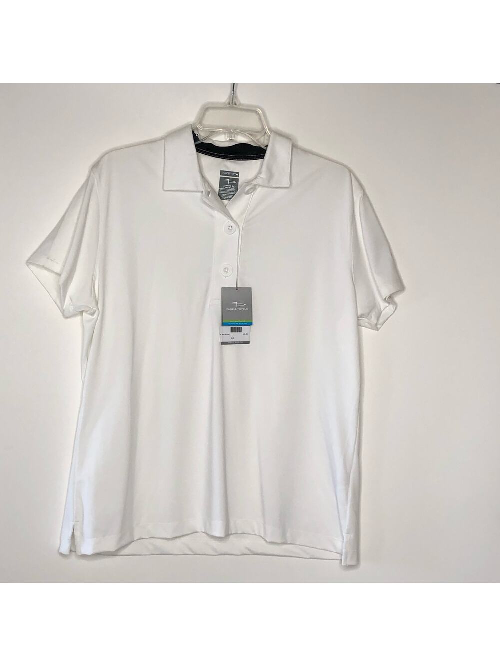 Page & Tuttle Womens Large Short Sleeve White Polo Golf Shirt New